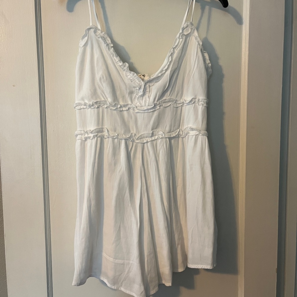 White Ruffled Sleeveless Romper